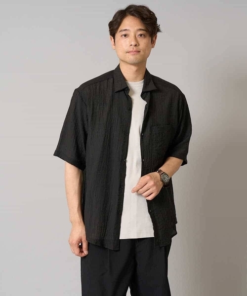 a.v.v（アーヴェヴェ）の「【接触冷感】ワッシャーシアーワイドシルエットシャツ（シャツ/ブラウス・メンズ・ブラック/ダークオレンジ・46/48/50）」の13枚目の写真