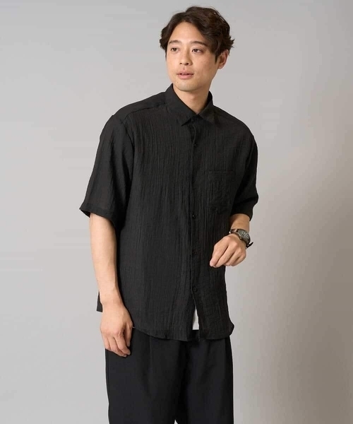 a.v.v（アーヴェヴェ）の「【接触冷感】ワッシャーシアーワイドシルエットシャツ（シャツ/ブラウス・メンズ・ブラック/ダークオレンジ・46/48/50）」の16枚目の写真