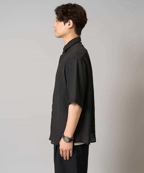 a.v.v（アーヴェヴェ）の「【接触冷感】ワッシャーシアーワイドシルエットシャツ（シャツ/ブラウス・メンズ・ブラック/ダークオレンジ・46/48/50）」の17枚目の写真