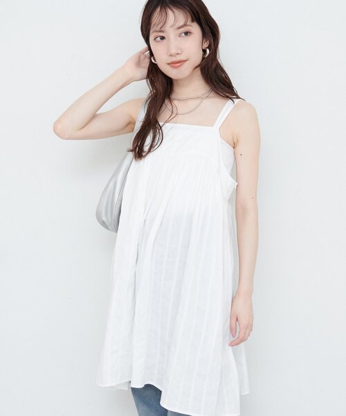 natural couture(ナチュラルクチュール)の「Wストラップキャミチュニック(シャツ/ブラウス・レディース・ブラック/オフホワイト/レンガ・FREE)」の17枚目の写真