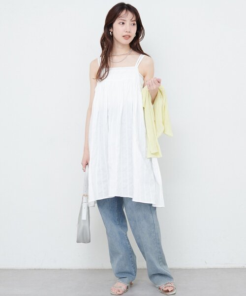 natural couture(ナチュラルクチュール)の「Wストラップキャミチュニック(シャツ/ブラウス・レディース・ブラック/オフホワイト/レンガ・FREE)」の20枚目の写真