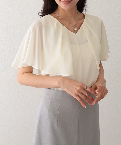 Lace Ladies(レースレディース)の「Vネック タック フリル ケープ ブラウス(シャツ/ブラウス・レディース・ホワイト/ピンク/アイボリー・M)」の11枚目の写真
