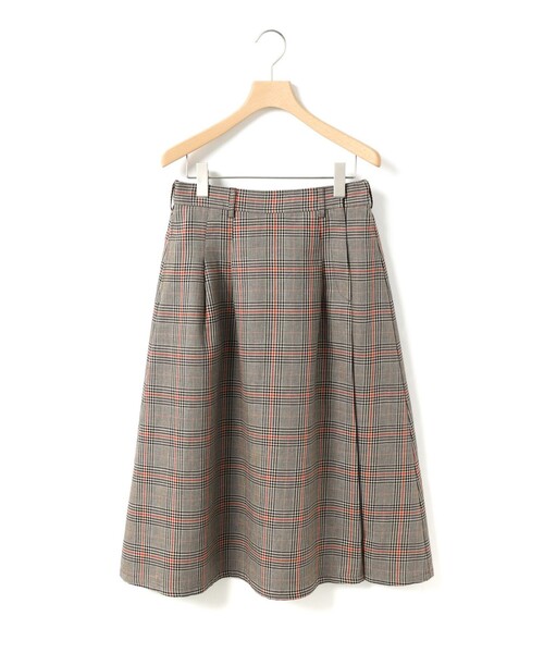 MidiUmi（ミディウミ）の「MidiUmi チェックタックスカート（スカート・レディース・グリーン系その他2/ブラウン/グリーン/ベージュ・FREE）」の2枚目の写真