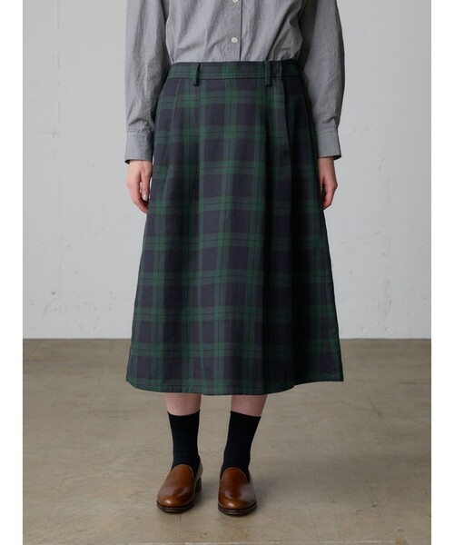 MidiUmi（ミディウミ）の「MidiUmi チェックタックスカート（スカート・レディース・グリーン系その他2/ブラウン/グリーン/ベージュ・FREE）」の13枚目の写真