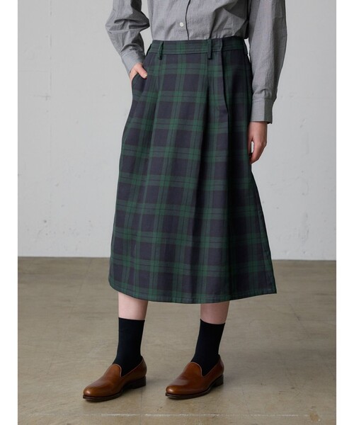 MidiUmi（ミディウミ）の「MidiUmi チェックタックスカート（スカート・レディース・グリーン系その他2/ブラウン/グリーン/ベージュ・FREE）」の14枚目の写真