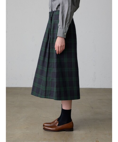 MidiUmi（ミディウミ）の「MidiUmi チェックタックスカート（スカート・レディース・グリーン系その他2/ブラウン/グリーン/ベージュ・FREE）」の15枚目の写真