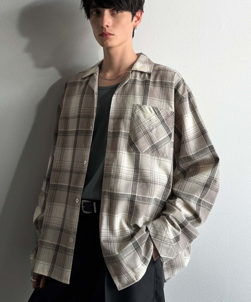 maison mill OPEN COLLAR SHIRTS グレーチェック maison mill OPEN COLLAR SHIRTS グレーチェック maison mill OPEN