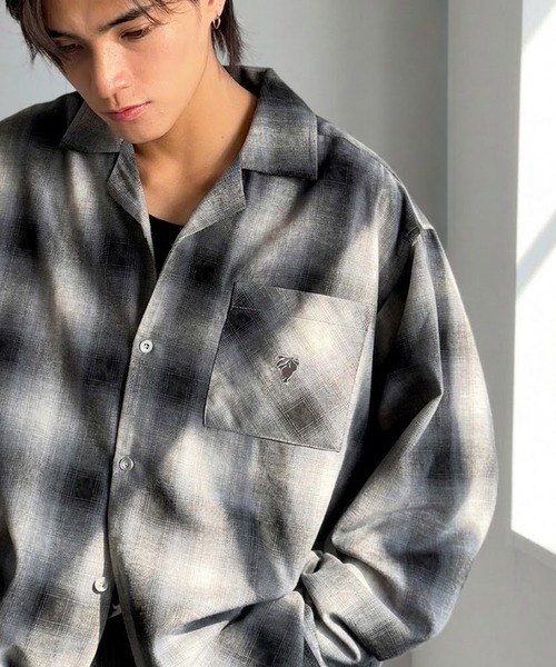Classical Origin（クラシカルオリジン）の「「雰囲気高まる。」ヴィンテージ風チェック柄オープンカラーシャツ（長袖）/Vintage-style check pattern open collar shirt（シャツ/ブラウス・メンズ・ブルー/グレー/ブラック・LARGE/MEDIUM/SMALL）」の3枚目の写真