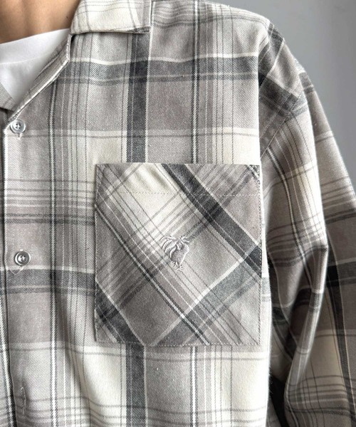 Classical Origin（クラシカルオリジン）の「「雰囲気高まる。」ヴィンテージ風チェック柄オープンカラーシャツ（長袖）/Vintage-style check pattern open collar shirt（シャツ/ブラウス・メンズ・ブルー/グレー/ブラック・LARGE/MEDIUM/SMALL）」の21枚目の写真