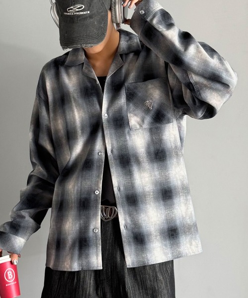 Classical Origin（クラシカルオリジン）の「「雰囲気高まる。」ヴィンテージ風チェック柄オープンカラーシャツ（長袖）/Vintage-style check pattern open collar shirt（シャツ/ブラウス・メンズ・ブルー/グレー/ブラック・LARGE/MEDIUM/SMALL）」の19枚目の写真