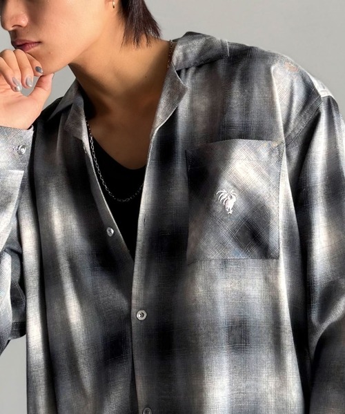 Classical Origin（クラシカルオリジン）の「「雰囲気高まる。」ヴィンテージ風チェック柄オープンカラーシャツ（長袖）/Vintage-style check pattern open collar shirt（シャツ/ブラウス・メンズ・ブルー/グレー/ブラック・LARGE/MEDIUM/SMALL）」の17枚目の写真