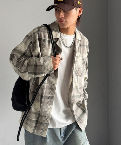 Classical Origin（クラシカルオリジン）の「「雰囲気高まる。」ヴィンテージ風チェック柄オープンカラーシャツ（長袖）/Vintage-style check pattern open collar shirt（シャツ/ブラウス・メンズ・ブルー/グレー/ブラック・LARGE/MEDIUM/SMALL）」の13枚目の写真
