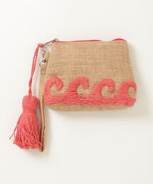 MAISON mou（メゾンムー）の「【Swaraj/スワラージ】両面手刺繍ジュートminiポーチ・波柄（ポーチ）」