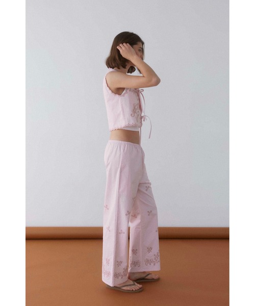 セール】Embroidery Cozy Pants /刺繍リラックスパンツ（その他