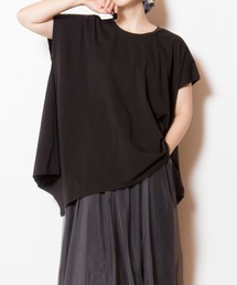 OSMOSIS ブラック スリット ビッグカットソー ゆったり OSMOSIS｜オズモーシスのTシャツ/カットソー（ブラック/黒色系