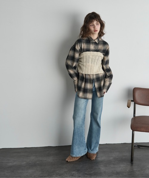 THE YOn（ザヨン）の「ビッグボウタイシャツ（シャツ/ブラウス・レディース・チェック/ボルドー/クリーム・FREE）」の16枚目の写真