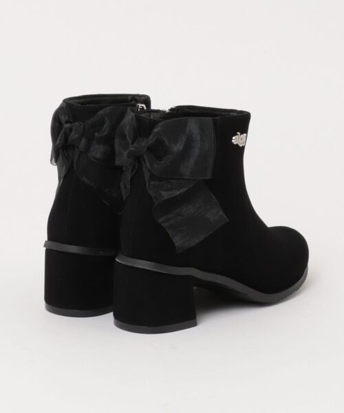 algy（アルジー）の「ALGY シアー素材 透け感リボン ショートブーツ（ブーツ・キッズ・ブラック/ブラック系その他/ライトグレー・20.0cm/21.0cm/22.0cm/23.0cm/24.0cm）」の4枚目の写真