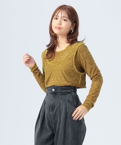 BEAMS HEART(ビームスハート)の「2WAY ガーター ロング スリーブ プルオーバー(Tシャツ/カットソー・レディース・カーキ/ホワイト系その他5・FREE)」の2枚目の写真