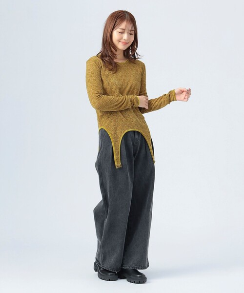 BEAMS HEART(ビームスハート)の「2WAY ガーター ロング スリーブ プルオーバー(Tシャツ/カットソー・レディース・カーキ/ホワイト系その他5・FREE)」の8枚目の写真