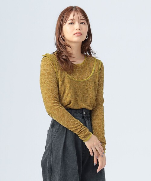 BEAMS HEART(ビームスハート)の「2WAY ガーター ロング スリーブ プルオーバー(Tシャツ/カットソー・レディース・カーキ/ホワイト系その他5・FREE)」の9枚目の写真