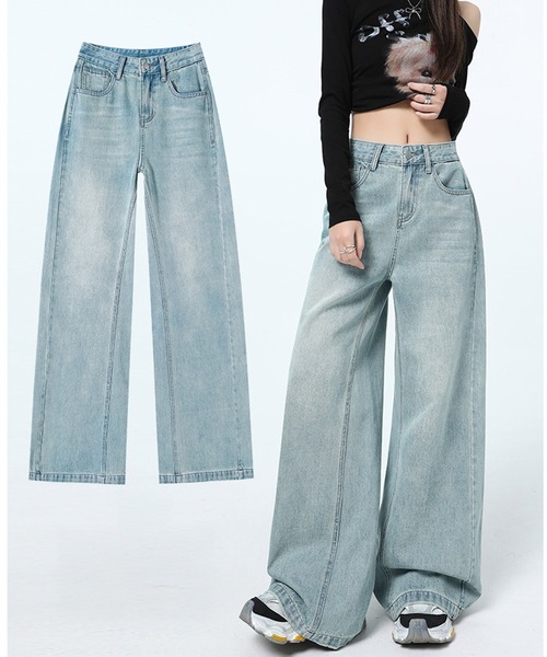 by LEGNA(バイレグナ)の「ハイウエストワイドデニムパンツ(デニムパンツ・レディース・ライトインディゴブルー・LARGE/MEDIUM/SMALL)」の5枚目の写真