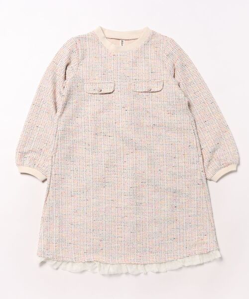 nino（ニノ）の「ツイードジャガードワンピース（ワンピース・キッズ・ブラック/ホワイト・130cm/140cm/150cm）」の4枚目の写真