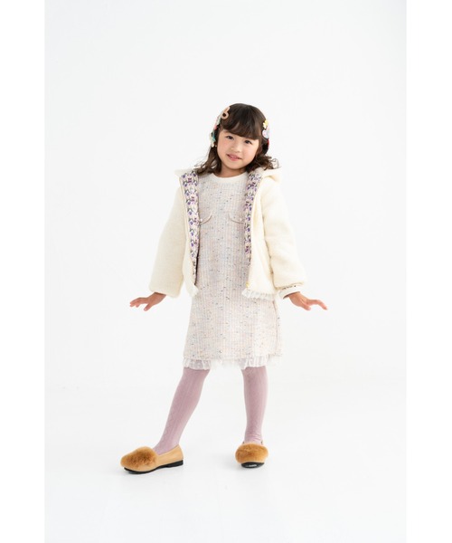 nino（ニノ）の「ツイードジャガードワンピース（ワンピース・キッズ・ブラック/ホワイト・130cm/140cm/150cm）」の9枚目の写真