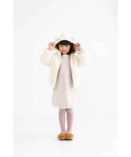 nino（ニノ）の「ツイードジャガードワンピース（ワンピース・キッズ・ブラック/ホワイト・130cm/140cm/150cm）」の12枚目の写真