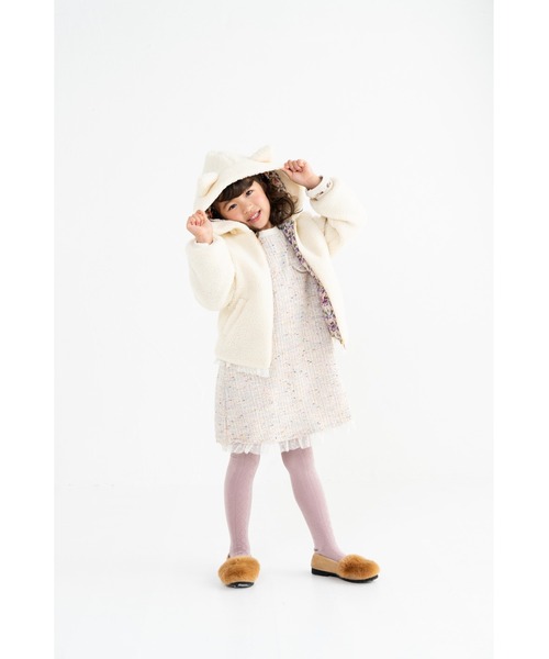 nino（ニノ）の「ツイードジャガードワンピース（ワンピース・キッズ・ブラック/ホワイト・130cm/140cm/150cm）」の13枚目の写真