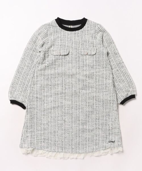 nino（ニノ）の「ツイードジャガードワンピース（ワンピース・キッズ・ブラック/ホワイト・130cm/140cm/150cm）」の5枚目の写真