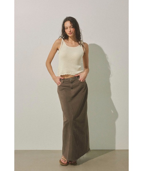 ALEXIA STAM(アリシアスタン)の「Low Rise Denim Long Skirt/ロングデニムスカート(デニムスカート・レディース・ブルー/ブラウン・M/S)」の2枚目の写真