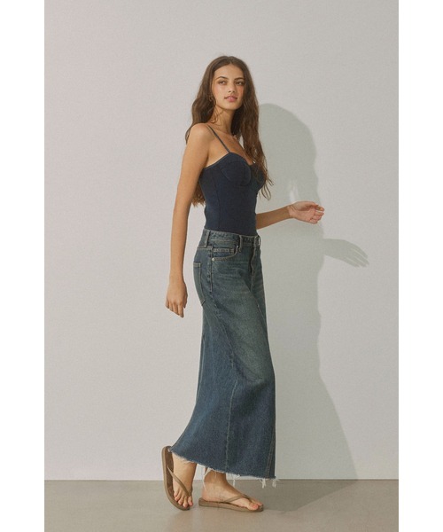 アリシアスタン　デニムロングスカート Low Rise Denim Long Skirt/ロングデニムスカート（デニム