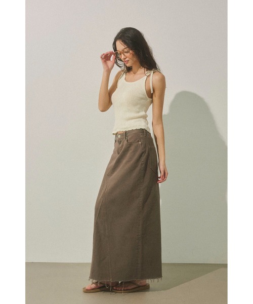 ALEXIA STAM(アリシアスタン)の「Low Rise Denim Long Skirt/ロングデニムスカート(デニムスカート・レディース・ブルー/ブラウン・M/S)」の4枚目の写真