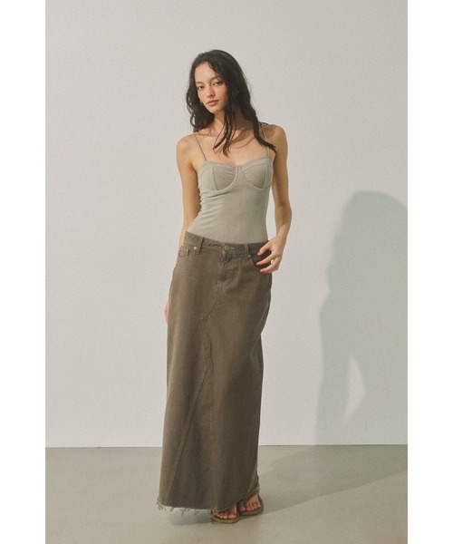 ALEXIA STAM デニムスカート ALEXIA STAM（アリシアスタン）の「Fringe Hem Denim Long Skirt
