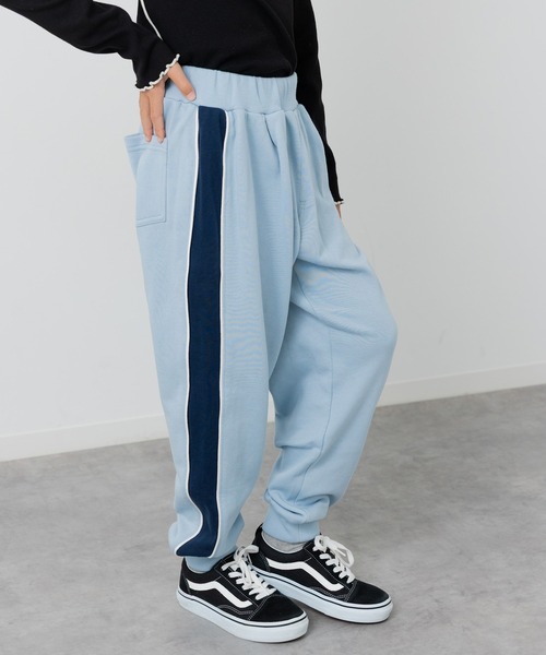 JAM & LINK（ジャムアンドリンク）の「サイド切り替え 裏毛ラインパンツ（スウェットパンツ・キッズ・ブラック/ネイビー/オートミール/サックスブルー・160/150/140/130/120/110/100）」の4枚目の写真