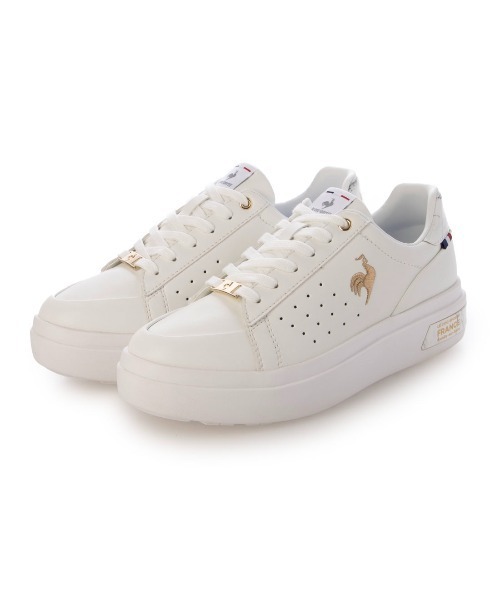 le coq sportif（ルコックスポルティフ）の「【レイン対応】厚底レースアップスニーカー（LCS セーヴル PF II ）（スニーカー・レディース・ベージュ/ゴールド/ブラック・23.5cm/24cm/24.5cm/23cm/22.5cm）」の3枚目の写真