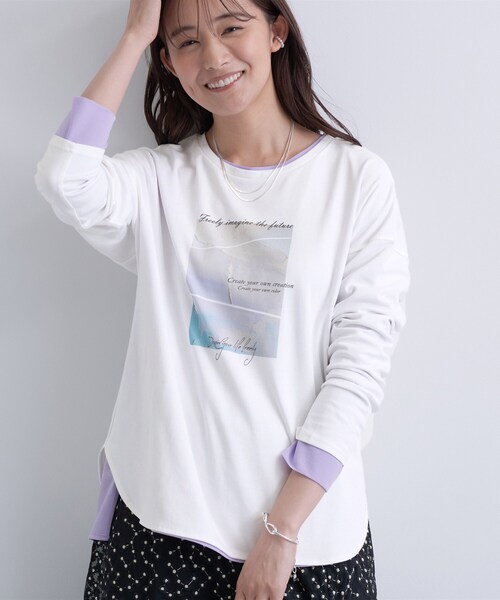 INDIVI(インディヴィ)の「【UVケア】プリントフォトロングTシャツ(Tシャツ/カットソー・レディース・チャコールグレー/ホワイト系6/ホワイト・38/34/15 /13/05/19)」の14枚目の写真