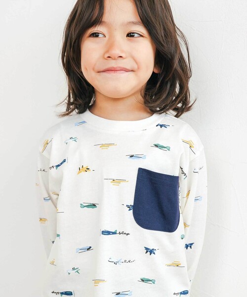 SLAP SLIP(スラップスリップ)の「【スララク/防汚加工/オーガニックコットン】わくわく男の子長袖Tシャツ(80~130cm)(Tシャツ/カットソー・キッズ・ホワイト/ベージュ/ネイビー/グレー/グリーン/ホワイト系その他/ブラック系その他/ブルー系その他2・80cm/90cm/110cm/100cm/120cm/130cm)」の3枚目の写真