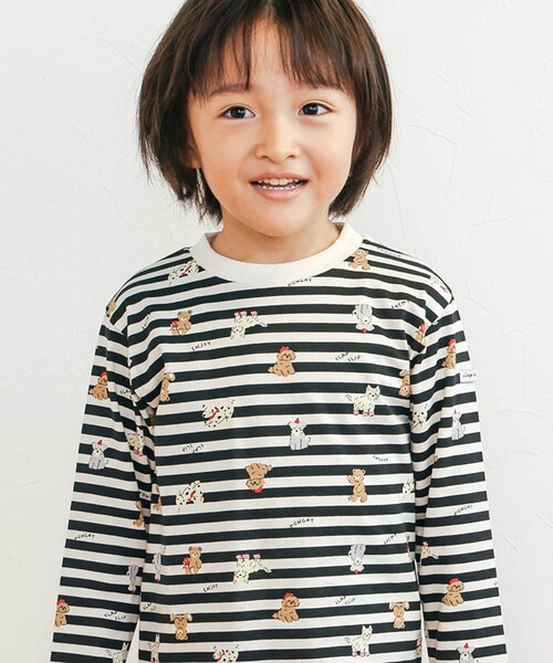 SLAP SLIP(スラップスリップ)の「【スララク/防汚加工/オーガニックコットン】わくわく男の子長袖Tシャツ(80~130cm)(Tシャツ/カットソー・キッズ・ホワイト/ベージュ/ネイビー/グレー/グリーン/ホワイト系その他/ブラック系その他/ブルー系その他2・80cm/90cm/110cm/100cm/120cm/130cm)」の4枚目の写真