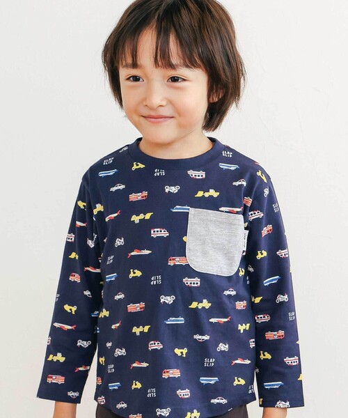 SLAP SLIP(スラップスリップ)の「【スララク/防汚加工/オーガニックコットン】わくわく男の子長袖Tシャツ(80~130cm)(Tシャツ/カットソー・キッズ・ホワイト/ベージュ/ネイビー/グレー/グリーン/ホワイト系その他/ブラック系その他/ブルー系その他2・80cm/90cm/110cm/100cm/120cm/130cm)」の8枚目の写真