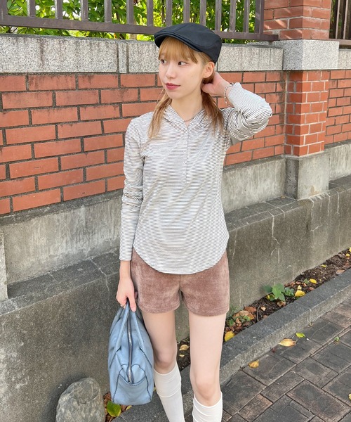 ABYS（アビス）の「ボーダーフーディーロンT（Tシャツ/カットソー・レディース・ホワイト/ブラック/チャコールグレー・FREE）」の19枚目の写真