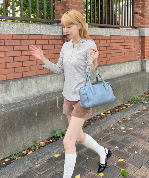 ABYS（アビス）の「ボーダーフーディーロンT（Tシャツ/カットソー・レディース・ホワイト/ブラック/チャコールグレー・FREE）」の21枚目の写真