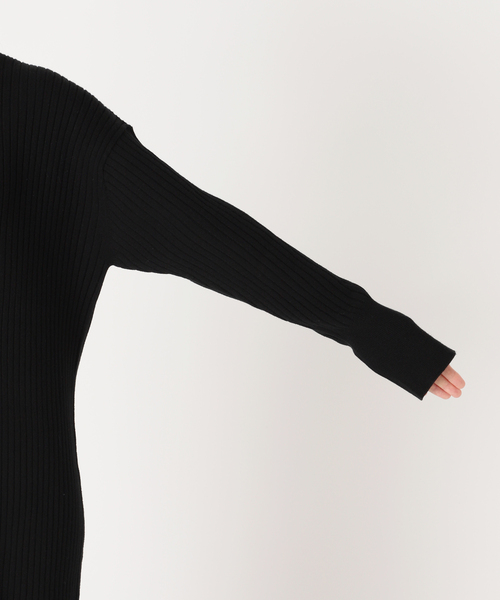 Spick & Span（スピックアンドスパン）の「《手洗い可 / 追加》ヘンリーネックリブニットワンピース（ワンピース・レディース・チャコールグレー/ブラック・FREE）」の10枚目の写真