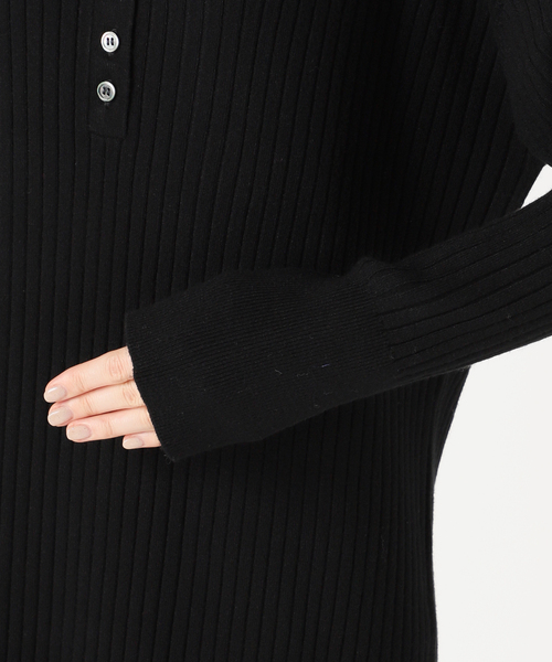 Spick & Span（スピックアンドスパン）の「《手洗い可 / 追加》ヘンリーネックリブニットワンピース（ワンピース・レディース・チャコールグレー/ブラック・FREE）」の11枚目の写真