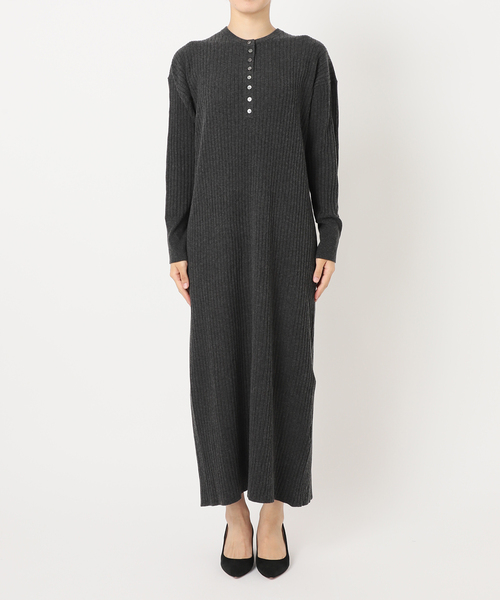 手洗い可 / 追加》ヘンリーネックリブニットワンピース（ワンピース