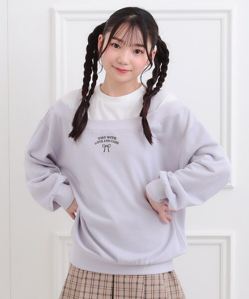 セール】ラメ裏毛オフショル風プルオーバー（Tシャツ/カットソー