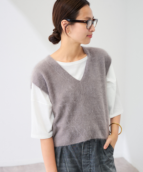 FRAMeWORK（フレームワーク）の「enrica/エンリカ カシミヤシャギーベスト（ベスト・レディース・イエロー/ライトグレー・FREE）」の2枚目の写真