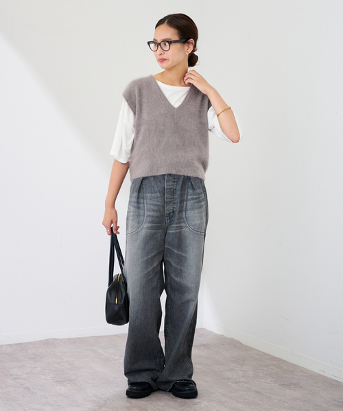 FRAMeWORK（フレームワーク）の「enrica/エンリカ カシミヤシャギーベスト（ベスト・レディース・イエロー/ライトグレー・FREE）」の3枚目の写真