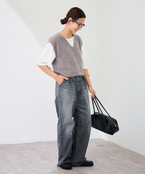 FRAMeWORK（フレームワーク）の「enrica/エンリカ カシミヤシャギーベスト（ベスト・レディース・イエロー/ライトグレー・FREE）」の4枚目の写真