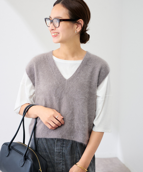 FRAMeWORK（フレームワーク）の「enrica/エンリカ カシミヤシャギーベスト（ベスト・レディース・イエロー/ライトグレー・FREE）」の6枚目の写真